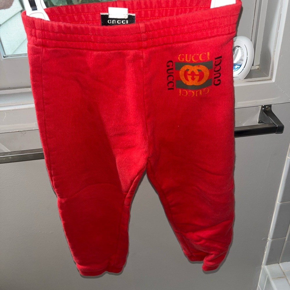 Boys red Gucci logo sweat pants 36M/3T